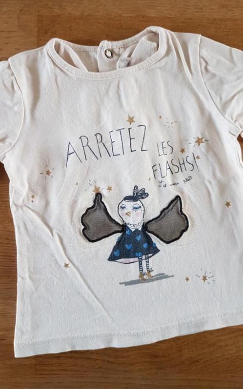 CATIMINI - T-shirt avec oiseau - T.12 mois/74 cm, Kinderen en Baby's, Babykleding | Maat 74, Gebruikt, Meisje, Shirtje of Longsleeve