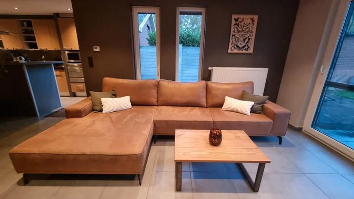 Zetel cognackleurige stof, Huis en Inrichting, Zetels | Complete zithoeken, Stof, Ophalen