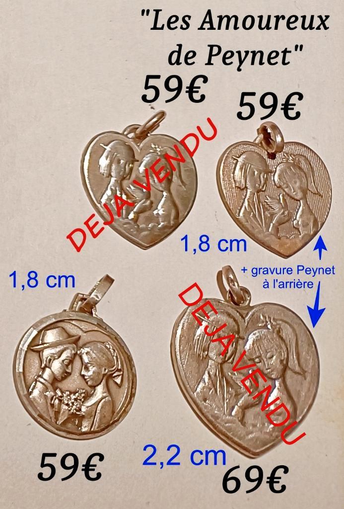 Pendentif coeur ou rond "Les amoureux de Peynet" en argent, Bijoux, Sacs & Beauté, Pendentifs, Utilisé, Argent, Argent, Autres représentations