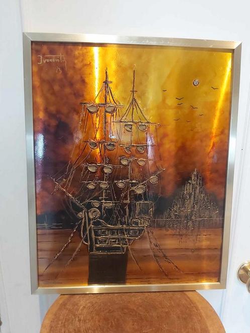 Schilderij 1983. "Het schip tijdens een zeestorm" schilderij, Antiek en Kunst, Kunst | Schilderijen | Abstract, Ophalen of Verzenden