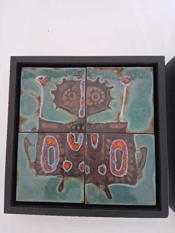 Jan Nolf vintage keramische tegels 1960, Antiek en Kunst, Antiek | Keramiek en Aardewerk, Verzenden