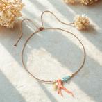 Koord kettingetje zee thema met koraal en vis, Envoi, Neuf, Blanc