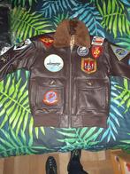 Veste en cuir pin up top gun aviateur, Taille 48/50 (M), Brun, Enlèvement, Neuf