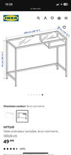 Console / table d’ordinateur portable, Huis en Inrichting, Tafels | Sidetables, Ophalen, Gebruikt, 100 tot 150 cm, Glas