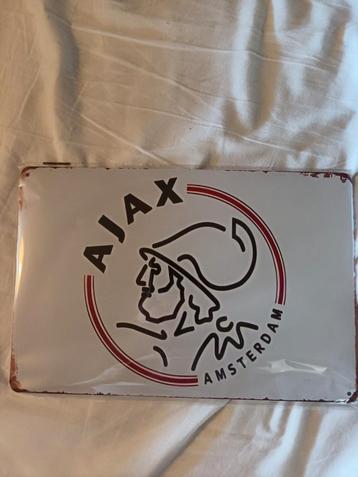 Vintage metalen bord van ajax, Verzamelen, Ophalen
