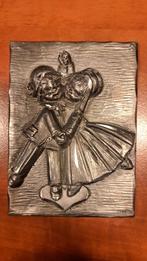 Tinnen reliëf dansend paar, Antiek en Kunst, Ophalen of Verzenden