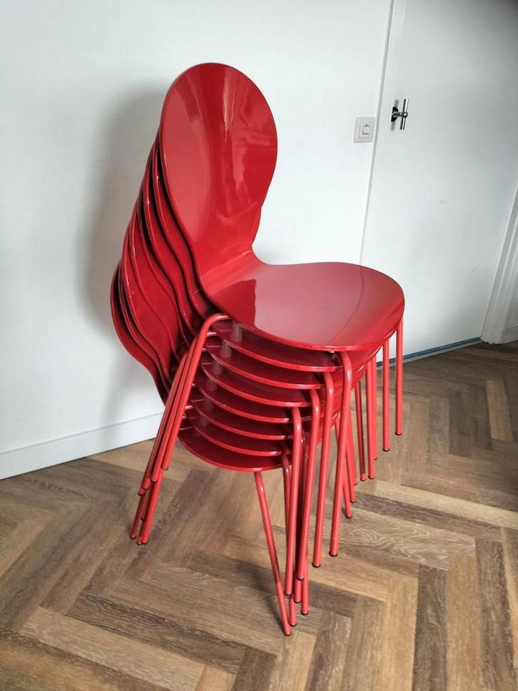 10 Rode Dan-Form Neptun Stoelen, Maison & Meubles, Chaises, Enlèvement
