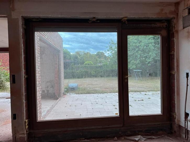 Meranti ramen en deuren - gratis, Doe-het-zelf en Bouw, Glas en Ramen, Gebruikt, Gevelraam of Ruit, Dubbelglas, Ophalen