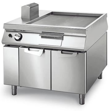 Fry-top gaz lisse chromé sur coffre avec portes, tableau de, 1 à 2 litres, Enlèvement ou Envoi, Neuf