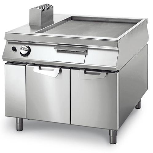 Fry-top gaz lisse chromé sur coffre avec portes, tableau de, Elektronische apparatuur, Frituurpannen, Nieuw, 1 tot 2 liter, Ophalen of Verzenden