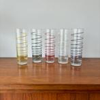 5 gekleurde spiraalvormige glazen, Verzamelen, Overige typen, Zo goed als nieuw, Ophalen
