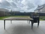 Tuintafel met 6 stapelbare stoelen, Ophalen, Gebruikt, Rechthoekig, Hout