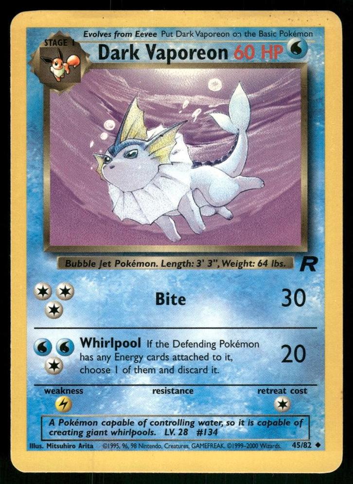 Dark Vaporeon 45/82 - Team Rocket (NM), Hobby en Vrije tijd, Verzamelkaartspellen | Pokémon, Gebruikt, Verzenden