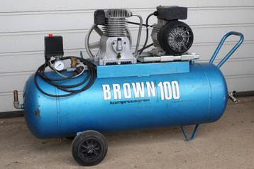 Compresseur BROWN 100 L. - 220 Volts en parfait état, Enlèvement, 200 à 400 litres/min, Utilisé, 6 à 10 bars