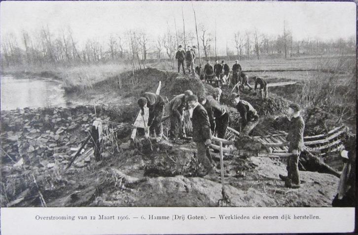ZICHTKAART HAMME OVERSTROMING VAN 12 MAART 1906, Verzamelen, Postkaarten | Themakaarten, Ongelopen, Stad of Dorp, Ophalen of Verzenden