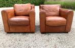 2 top leren cognac clubfauteuils met losse kussens!, Huis en Inrichting, Zetels | Complete zithoeken, Ophalen