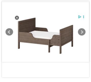 Meegroeibed ikea taupe incl 3 delige matras, Enlèvement, Utilisé, Sommier à lattes