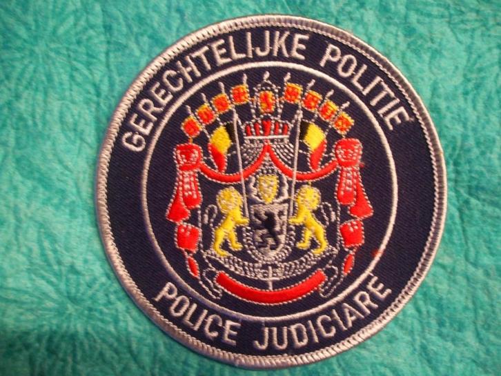 embleem - geborduurde patch Gerechtelijke Politie, Verzamelen, Retro, Ophalen of Verzenden