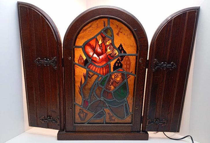 GEORGES STAES glazenier glasraam (nr 1) loodglas zeldzaam, Antiek en Kunst, Antiek | Glaswerk en Kristal, Ophalen of Verzenden