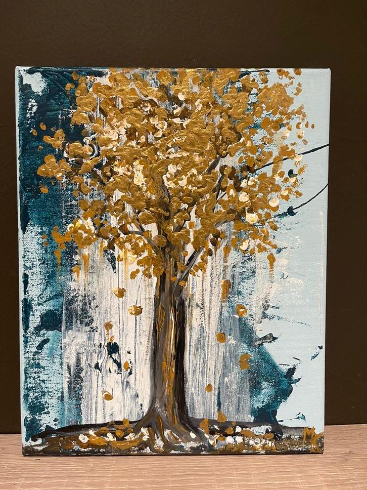 Schilderij modern gouden boom Mk Art, Antiek en Kunst, Kunst | Schilderijen | Abstract, Ophalen of Verzenden