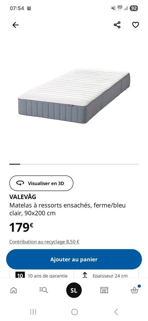 Matelas ikea ressort ensachés 90200, Huis en Inrichting, Slaapkamer | Matrassen en Bedbodems, Nieuw, Matras, Ophalen