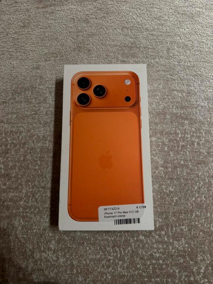 iPhone 17 Pro Max – 516GB – ORANGE | Gloednieuw + Factuur, Telecommunicatie, Mobiele telefoons | Hoesjes en Screenprotectors | Apple iPhone
