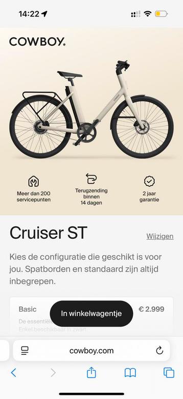 KOOPJE COWBOY CRUISER ST met ALLE opties (jan 24) beschikbaar voor biedingen