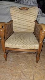 Divan 1 place en tissu beige et en bois vintage, Huis en Inrichting, Ophalen