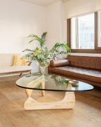 Table Basse Design en Bois Naturel de Frêne et Verre Trempé, Verzenden, Minder dan 50 cm, Ovaal, 100 tot 150 cm