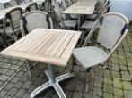 Terrastafels + stoelen, Tuin en Terras, Tuintafels, Gebruikt, Hout, Ophalen, Vierkant