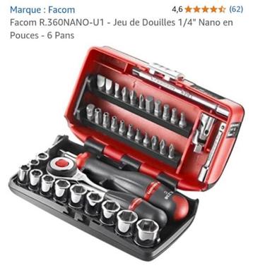 Facom R.360NANO-U1 - Jeu de Douilles 1/4" Nano en Pouces - 6 beschikbaar voor biedingen