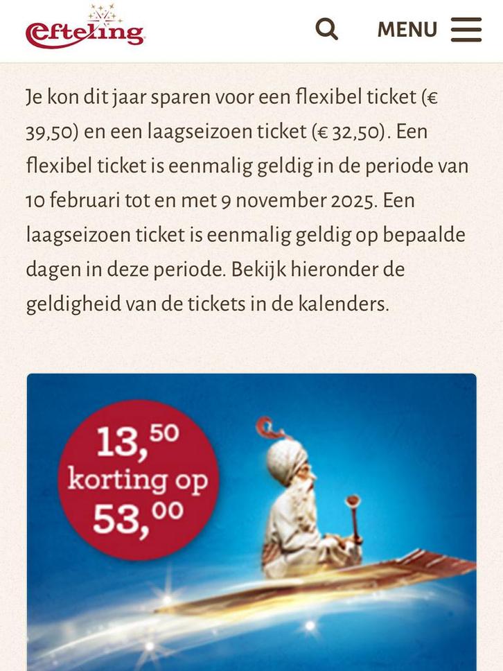 Efteling ticket met korting over te nemen!, Tickets en Kaartjes, Recreatie | Pretparken en Attractieparken, Eén persoon, Ticket of Toegangskaart