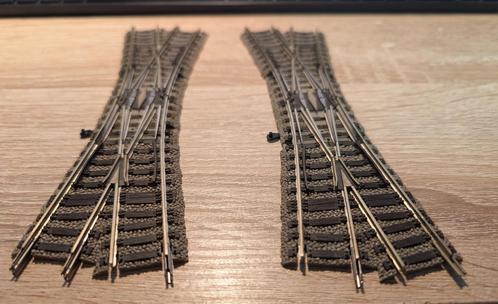 2 x Fleischmann Profi HO 6164 L Dubbele Kruiskoppelingrechts, Hobby en Vrije tijd, Modeltreinen | H0, Zo goed als nieuw, Rails