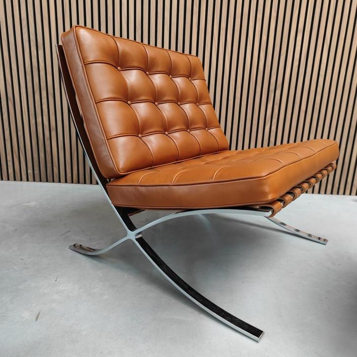 Knoll Barcelona Chair - Venezia Relax Cognac, Antiek en Kunst, Antiek | Meubels | Stoelen en Sofa's