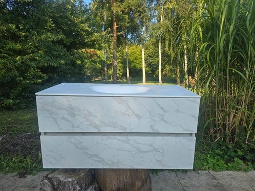 Badkamermeubel met wastafel – 1004550 cm – Marmerlook, Huis en Inrichting, Badkamer | Badkamermeubels, Gebruikt, Ophalen