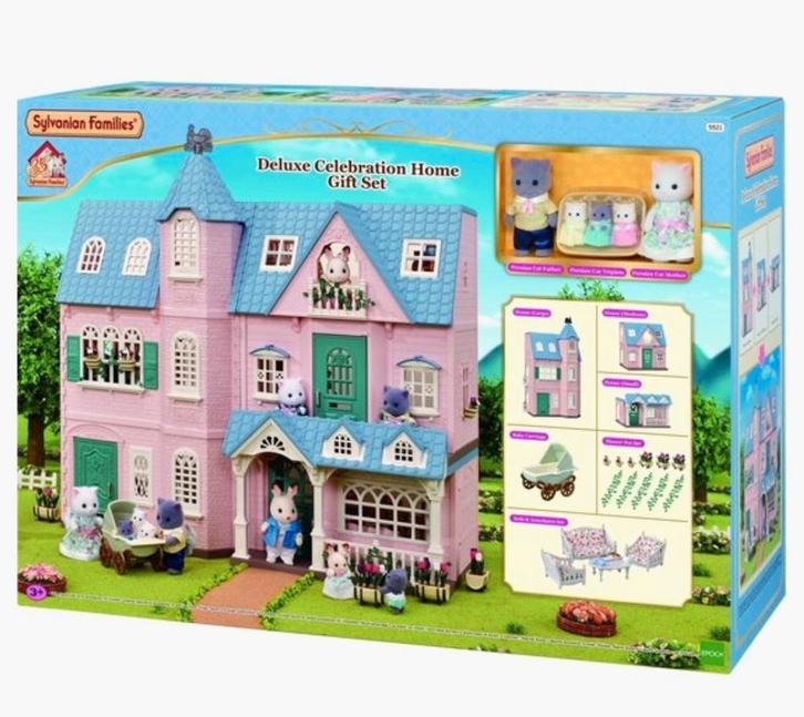Sylvanian families Deluxe celebration Home (set 5521), Kinderen en Baby's, Speelgoed | Poppenhuizen, Zo goed als nieuw, Poppenhuis