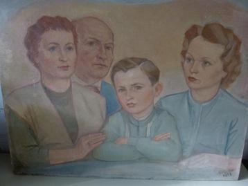 vintage familieportret 1958 kunstenaar Nielsen beschikbaar voor biedingen