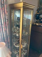 Vergulde glazen vitrine kast (zonder inhoud), Huis en Inrichting, Kasten | Vitrinekasten, Ophalen, Gebruikt