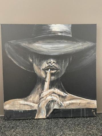 Schilderij klasse dame met hoed Mk Art beschikbaar voor biedingen