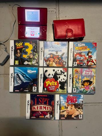 Nintendo DSi + jeux + stylet + chargeur + housse, Rouge, Enlèvement ou Envoi, Dsi, Comme neuf