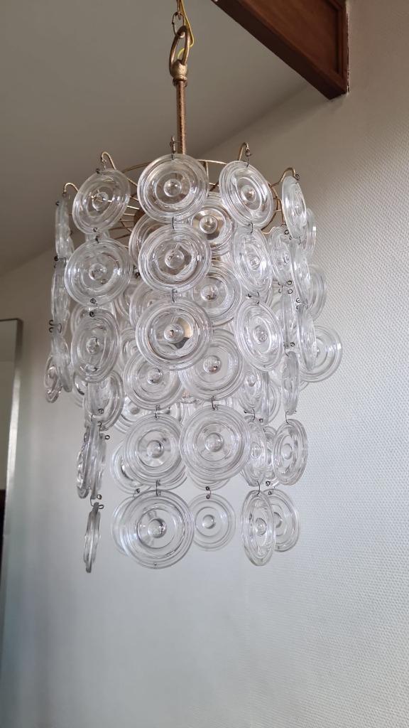 Gaetano Sciolari, Palwa, hanglamp, 90 murano glazen lenzen, Antiek en Kunst, Antiek | Verlichting, Ophalen
