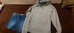 Tieneroutfit circa 14j.  Korte jeans & grijze Hoodie., Kleding | Dames, Ophalen of Verzenden, Gedragen
