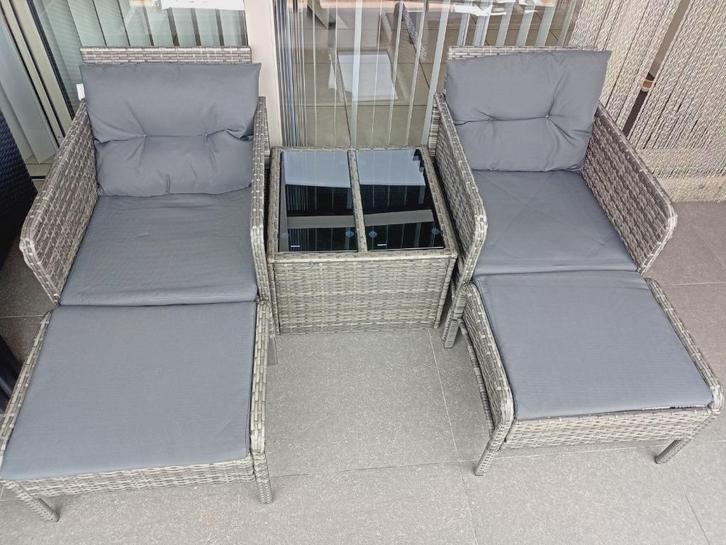 5 Delig tuinset Polly rotan grijs met 6 Kussens !!!, Tuin en Terras, Tuinmeubel-accessoires, Zo goed als nieuw, Ophalen