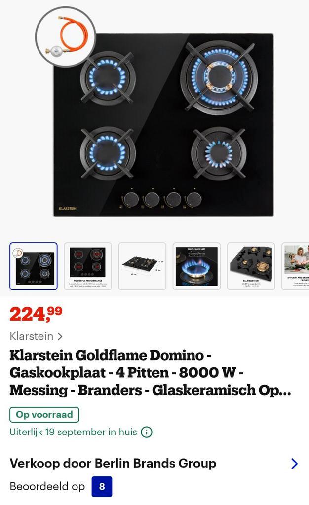 Gaskookplaat 4 pits, Elektronische apparatuur, Kookplaten, Zo goed als nieuw, Keramisch, Ophalen