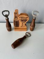 3 flesopeners en een houten pothouder | ORVAL, Verzamelen, Ophalen of Verzenden, Gebruikt