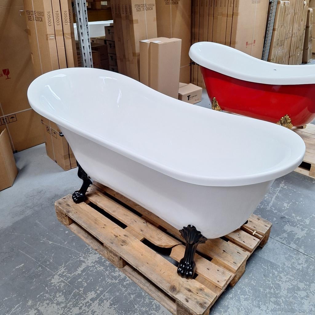 Vrijstaand ligbad op mat zwarte leeuwenpoten nr137, Maison & Meubles, Accessoires pour la Maison | Autre, Neuf, Enlèvement ou Envoi