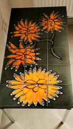 Table basse vintage années 70 – céramique décor orange, Moins de 50 cm, Années 70, 50 à 100 cm, Enlèvement