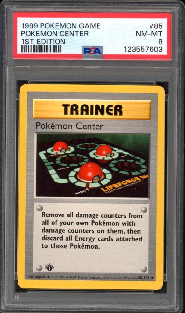 Pokemon Center 1st Edition PSA 8 - 85/102 - Base Set 1999, Hobby en Vrije tijd, Verzamelkaartspellen | Pokémon, Zo goed als nieuw