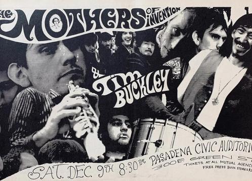 FRANK ZAPPA MOTHERS OF INVENTION & TIM BUCKLEY 1967 CONCERT, Verzamelen, Posters, Gebruikt, Muziek, A4 of kleiner, Rechthoekig Liggend