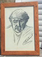 fusain homme signe piet volckaert, Antiek en Kunst, Kunst | Tekeningen en Fotografie, Ophalen of Verzenden